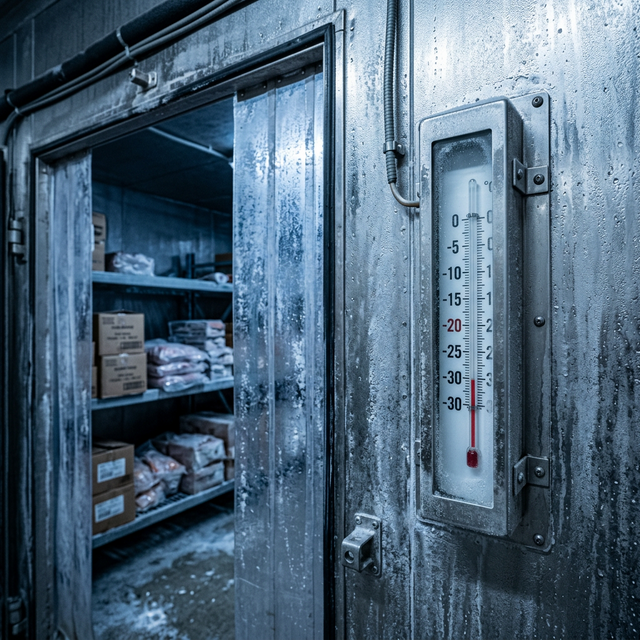 Thermometer im Kühlhaus